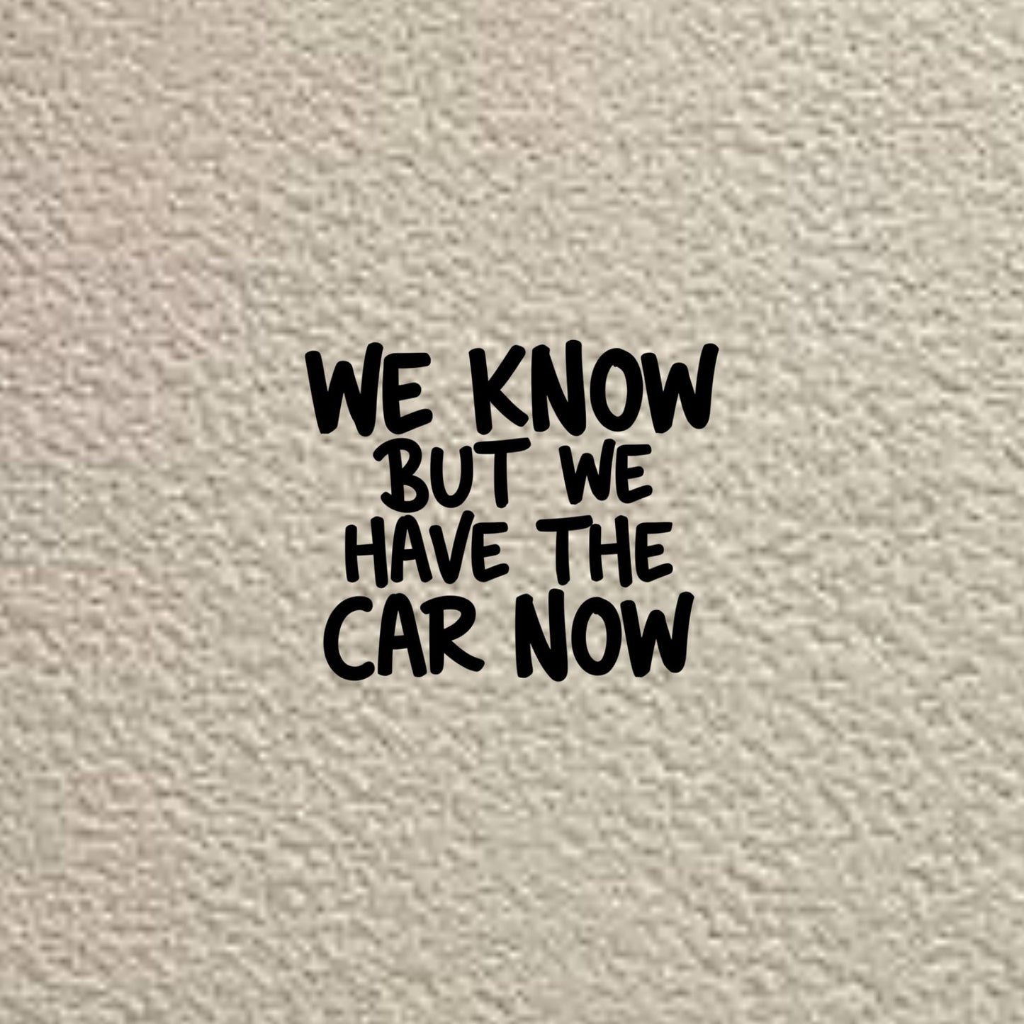 Funny Anti Elon Car Decal | WE Know BUT WE Have The CAR Now | 4.5" x 5.5" Matte Black Vinyl Sticker | Durable Weatherproof Car Window Decal Or Bumper Sticker