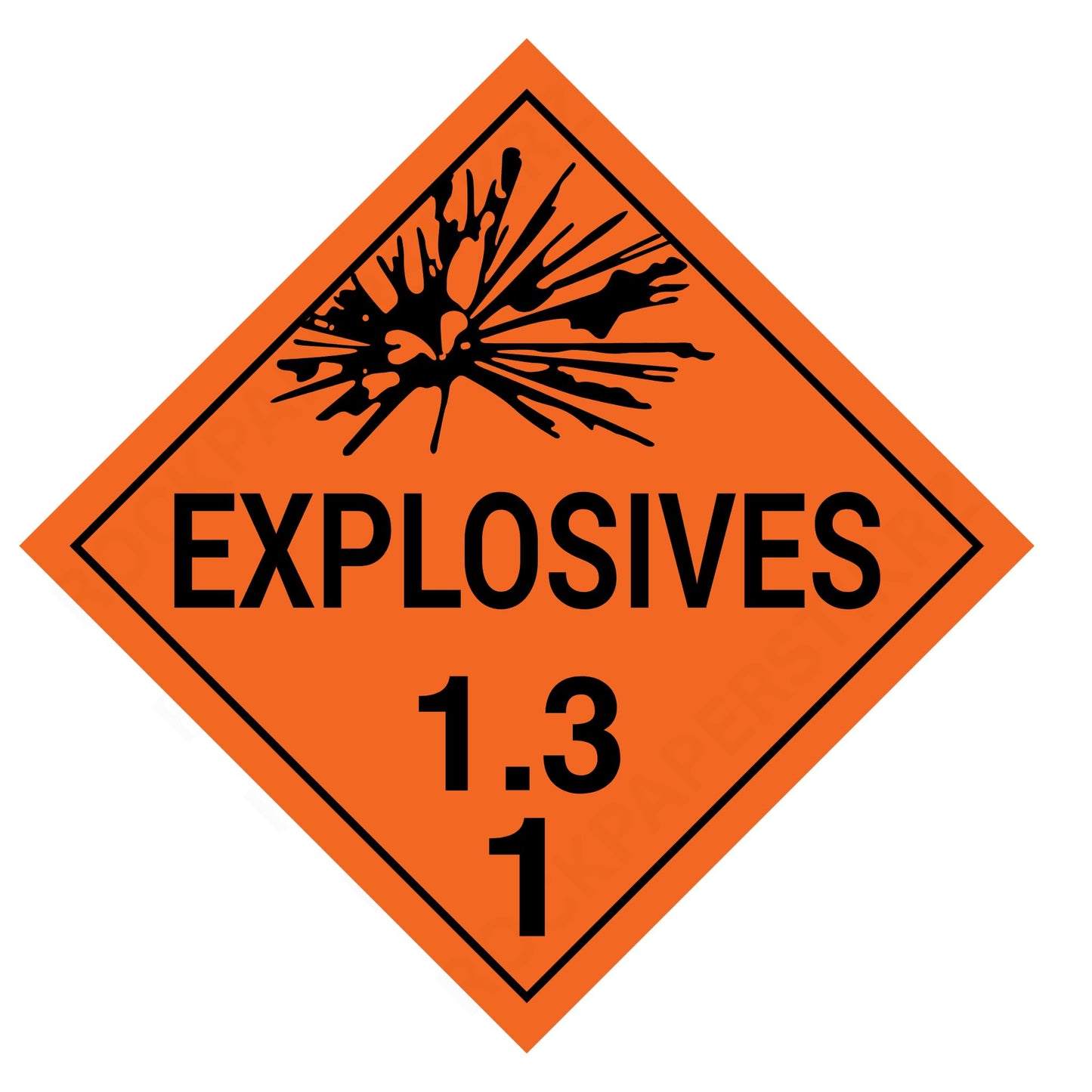 Explosives 1.3 Hazard Placard – 10.75" DOT-Style Diamond Safety Decal – Industrial Cast Vinyl, UV Laminated, Weatherproof, OSHA/Transport Label – RockPaperStikrz