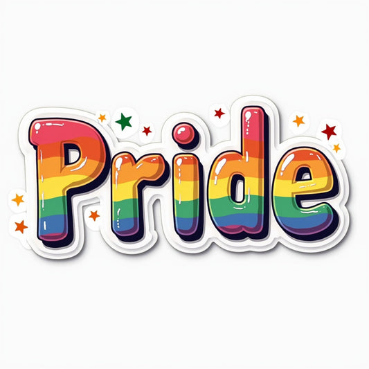 Pride Glossy Rainbow Vinyl Sticker – LGBTQ+ Pride Month Sticker, 3.5 x 2 Inch Colorful Decal for Laptop, Water Bottle, Tumbler