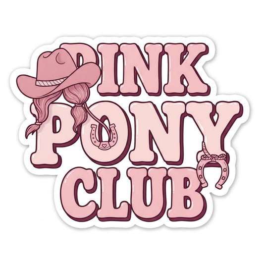 Pink Pony Club Western Cowgirl Decorative Sticker, Pink (3 Inch)