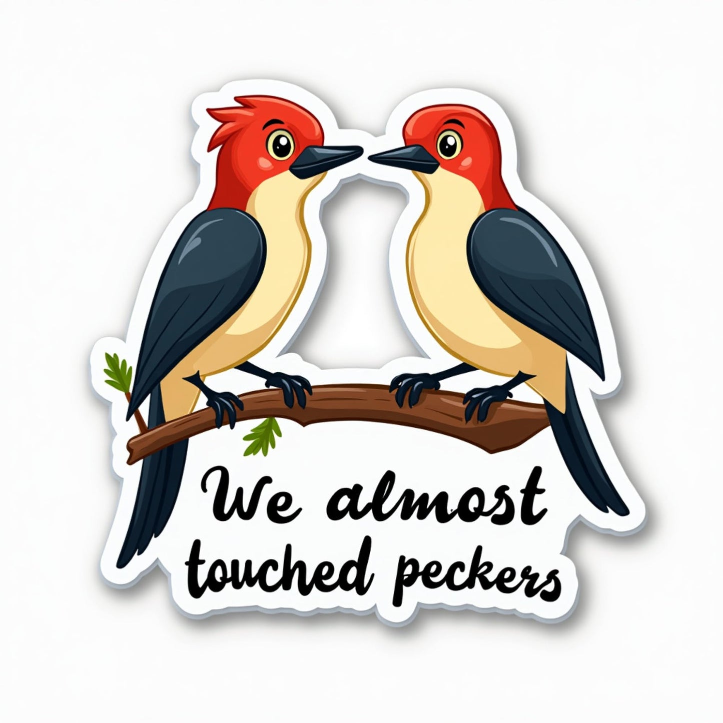 Funny Woodpecker Sticker, Bird Pun Design, Vinyl Decal for Laptops and Water Bottles (3 Inch)