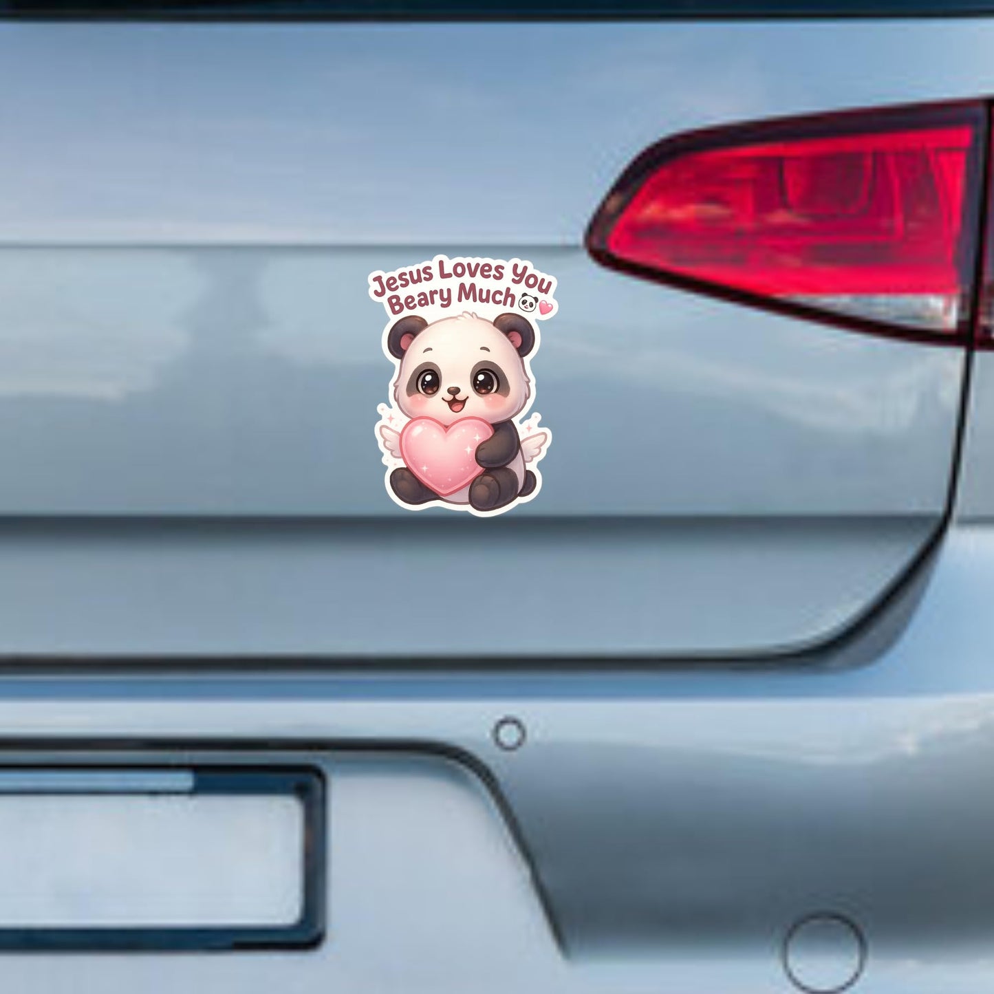 Jesus Loves You Beary Much Panda Sticker, Cute Christian Vinyl Decal, 5 Inch