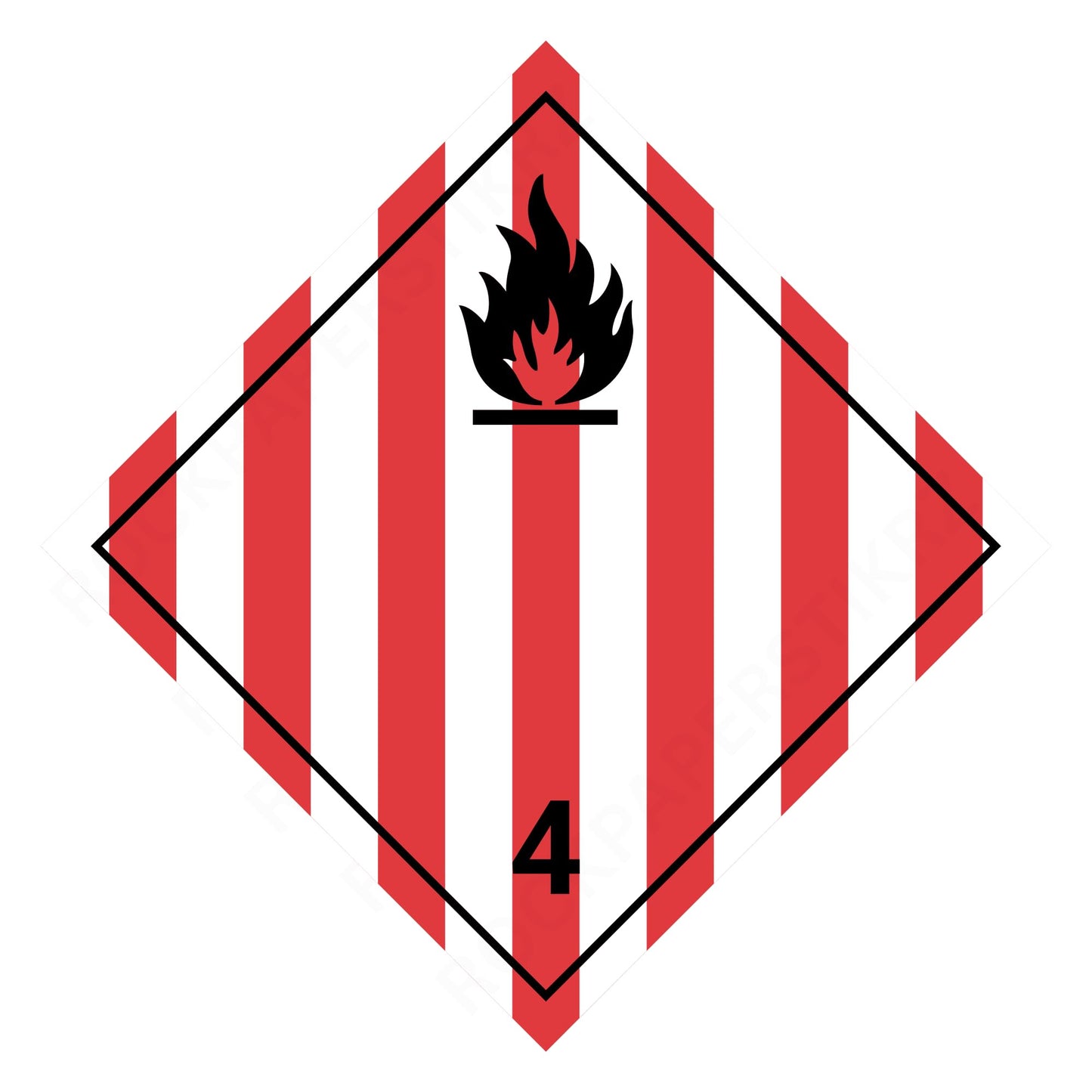 Flammable Solid Class 4 Placard – 10.75” Hazard Warning Label – Red and White Striped Diamond Safety Sticker for Transport & Warehouse Use – Industrial Grade Cast Vinyl with UV Overlaminate