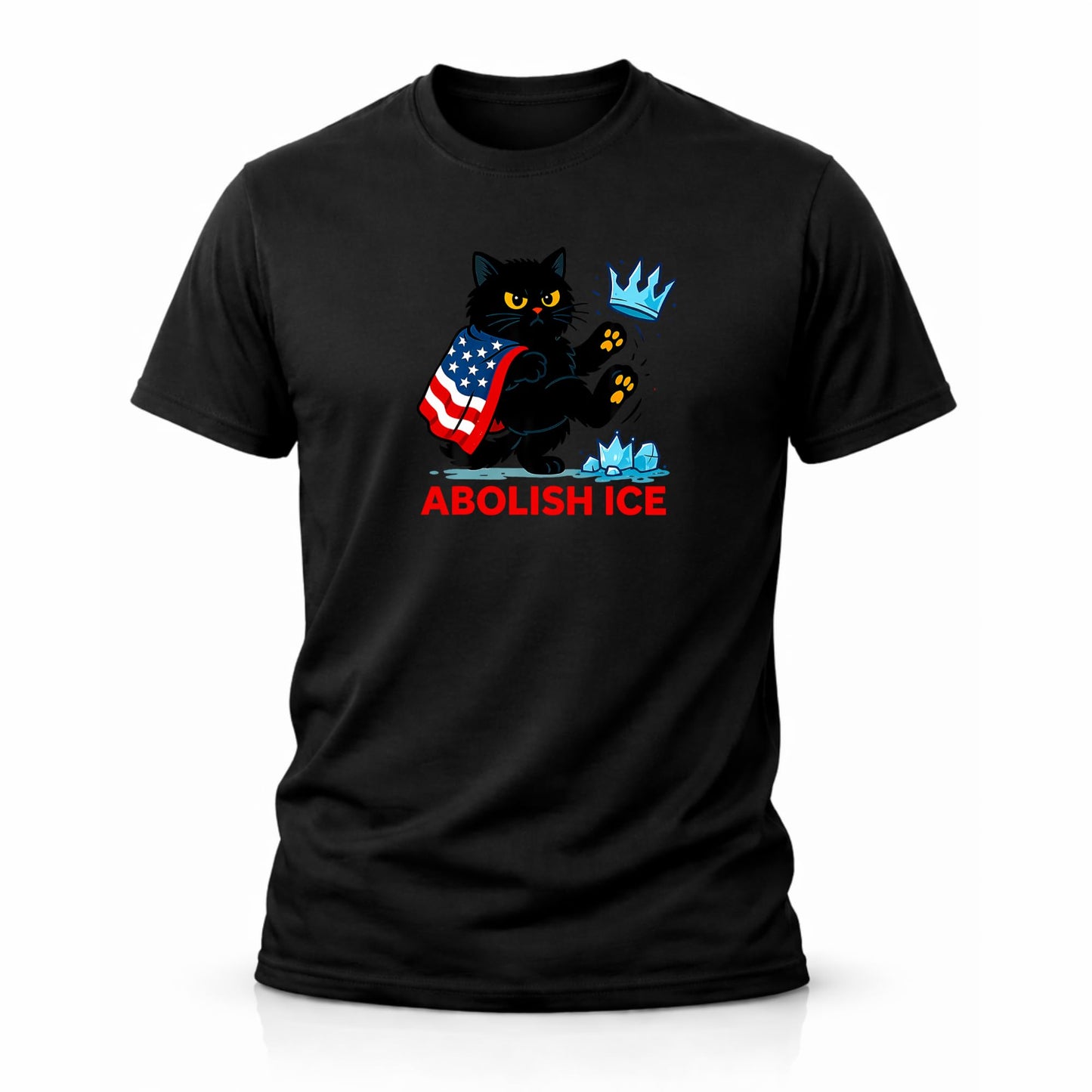 Anti ICE Shirt Abolish ICE Cat Graphic Tee Protest Streetwear Political Statement Shirt for Men or Women White