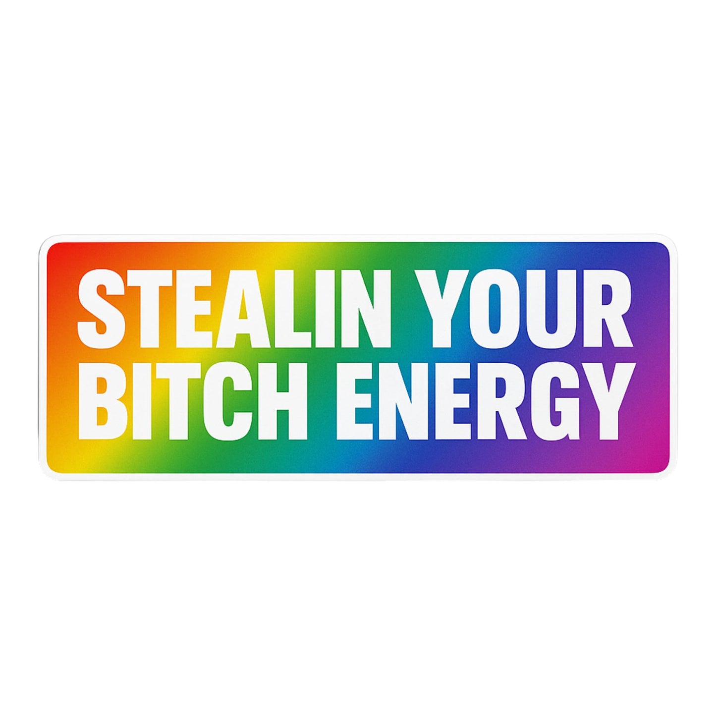 “Pride Humor Bumper Sticker Pack (3-Pack) – Gay AF 5″ / Queerer 8×3.5″ / Stealin Your Bitch Energy 9×3″”