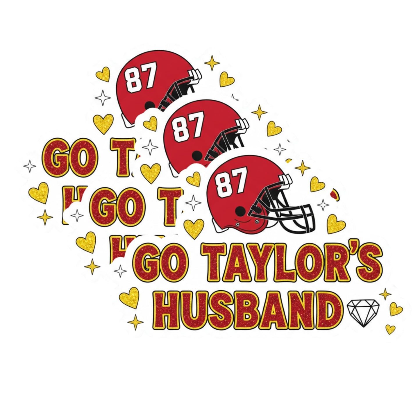 GO Taylor’S Husband Sticker 3 Pack (3 Inch) – Cute Red & Gold Football Decal for Swiftie Fans – Glossy UV-Resistant Vinyl – Game Day Sticker Set for Laptops, Tumblers, or Cars