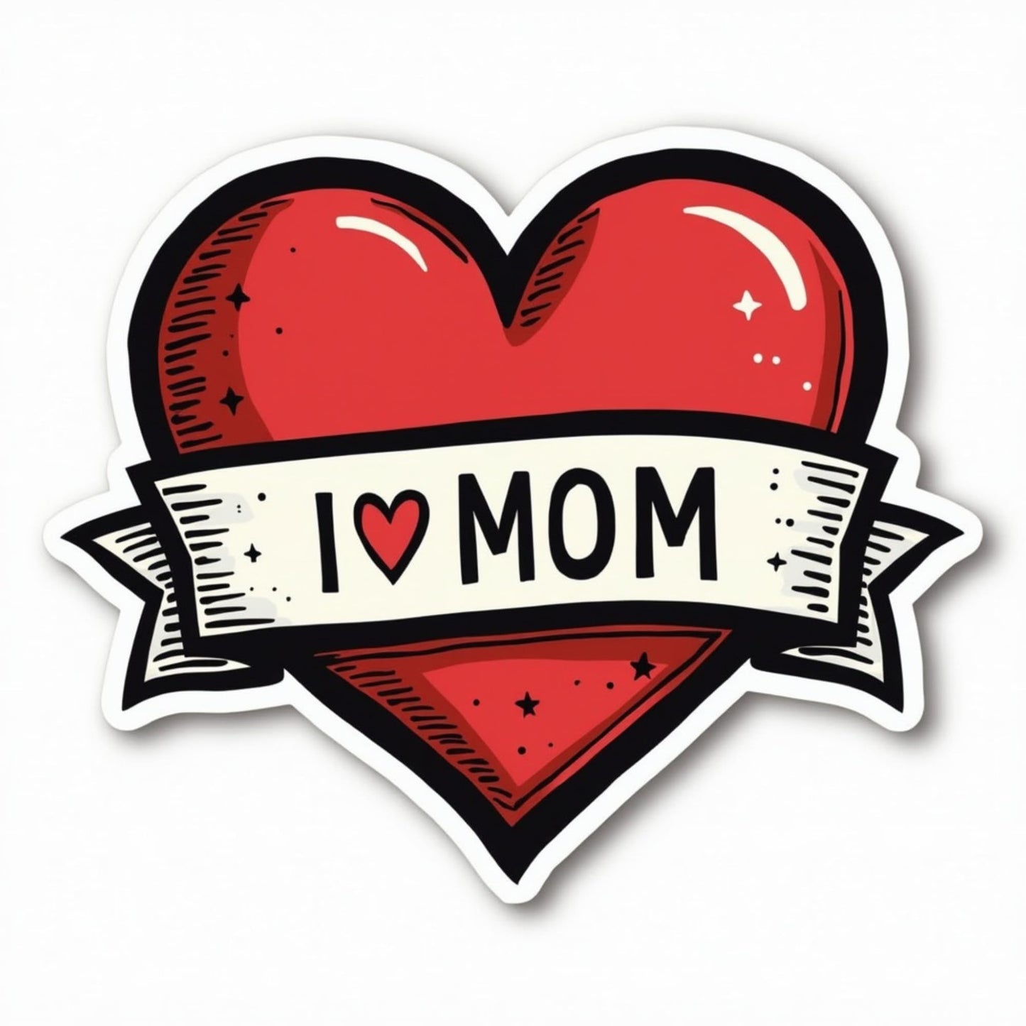 I Love Mom Vinyl Sticker, 3 x 3.5 inches, Decorative Heart Design for Laptops, Windows and Water Bottles
