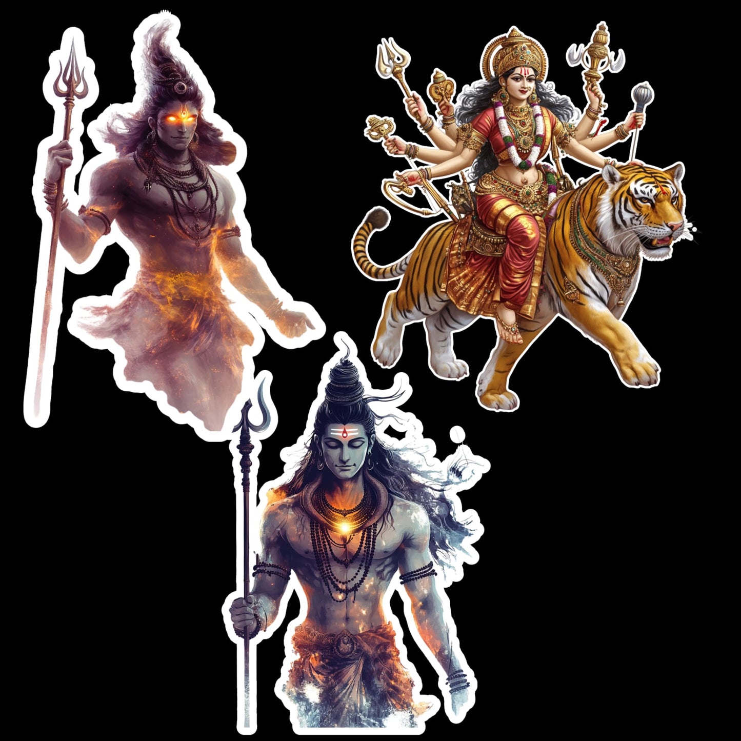 Divine Art Collection Hindu Deity Wall Stickers, 9 Pack, Shiva and Goddess Designs, Premium Glossy Vinyl Decals, Multiple Sizes