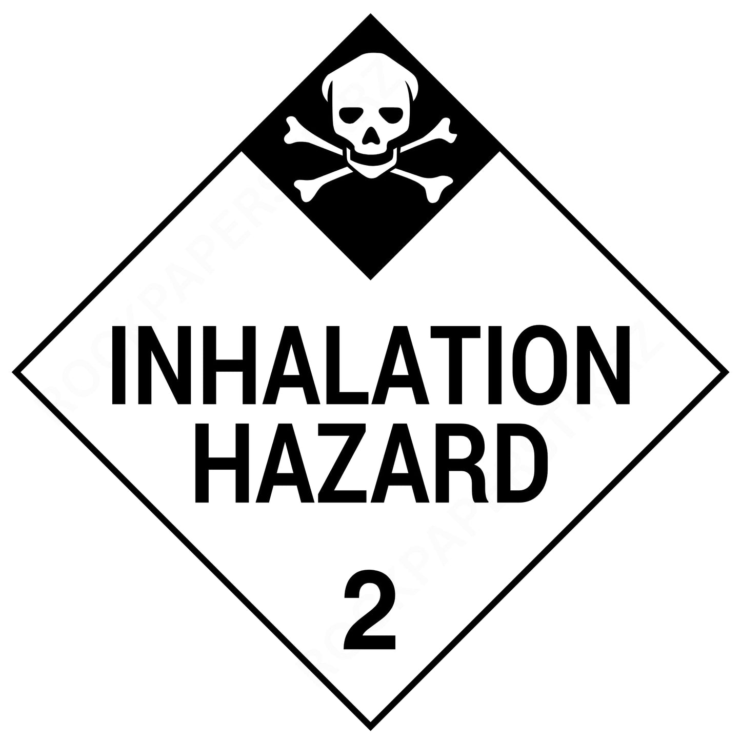Inhalation Hazard Class 2 Placard – 10.75” Hazard Warning Label – Black and White Diamond Safety Sticker for Transport & Warehouse Use – Industrial Grade Cast Vinyl with UV Overlaminate – RockPaperStikrz