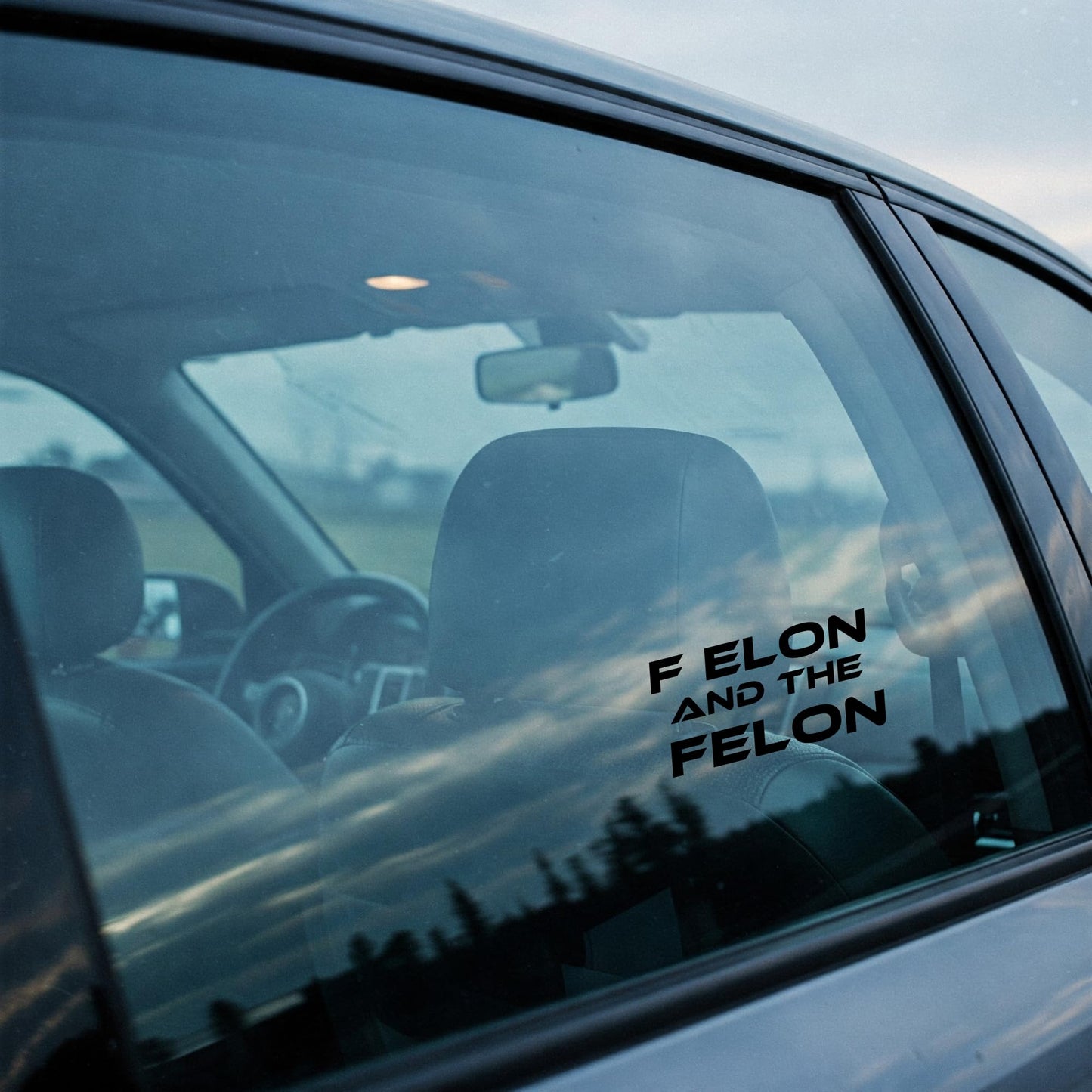 F Elon and The FELON Vinyl Decal | Matte Black Waterproof Car Sticker | Anti Elon Tesla Driver Bumper Decal | 7 x 3.65 Inch Weatherproof Vinyl Sticker
