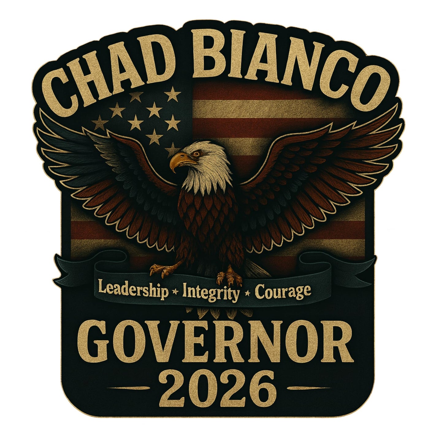 Chad Bianco 2026 for Governor – Patriotic Eagle Sticker 5" | Leadership • Integrity • Courage | Vintage Americana Design, Bumper Sticker
