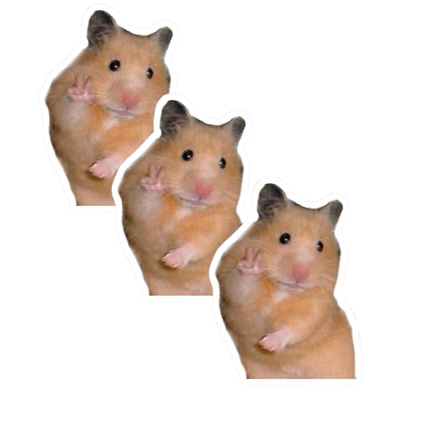 Peace Hamster Meme Stickers, 3 inch, Die-Cut Vinyl, 3 Pack