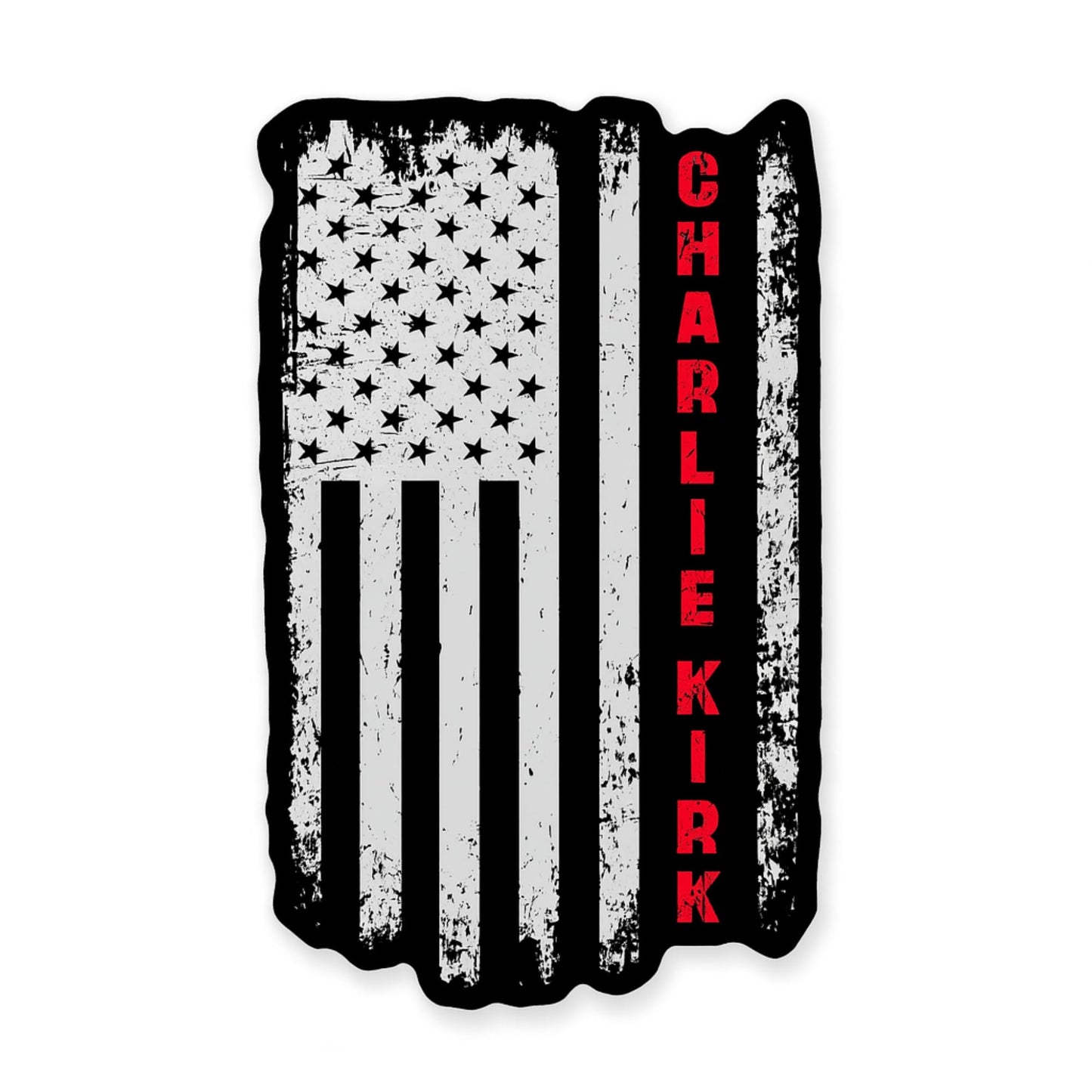 Patriotic Die-Cut Vinyl Sticker, American Flag Design, Charlie Kirk Memorial Sticker. 5 inch