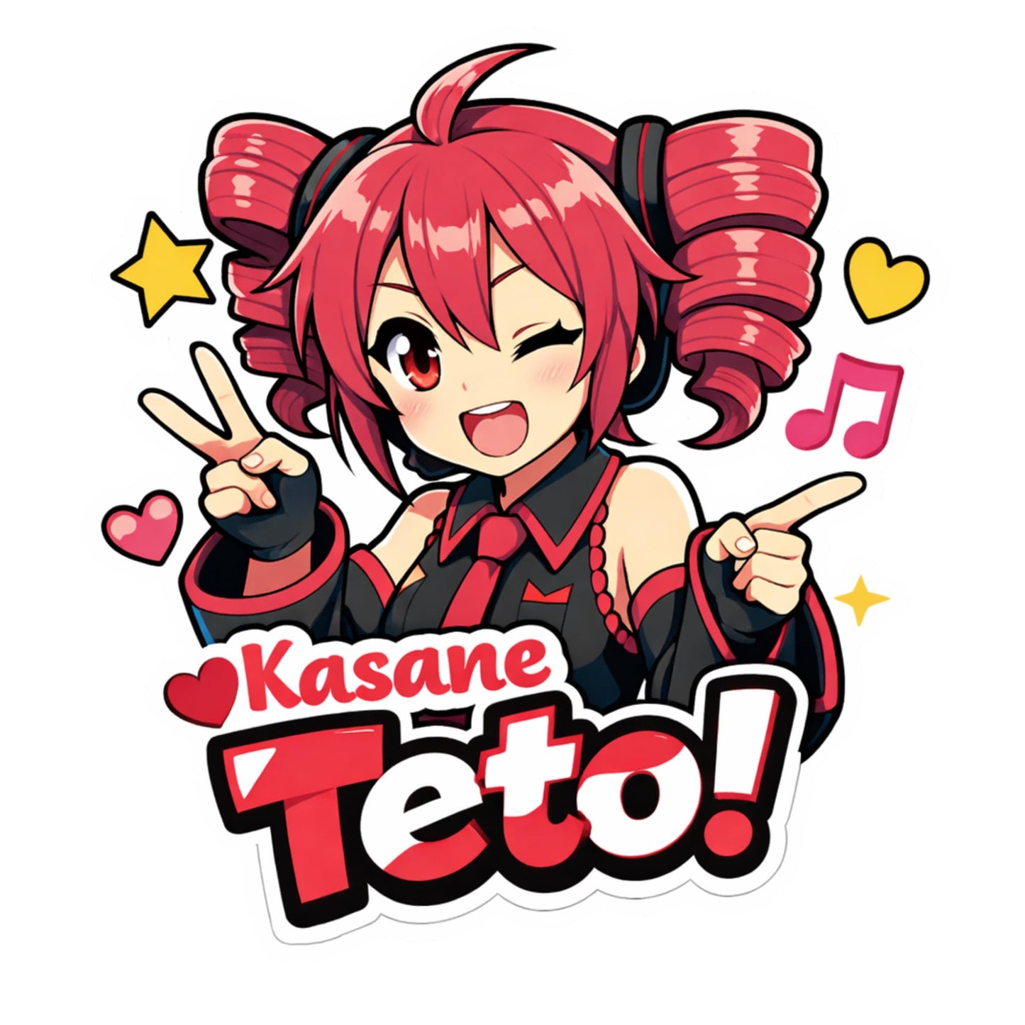 Kasane Teto Cute Anime Style Sticker 3 Inch (3 Pack) Vinyl Decal Red Twin Drills