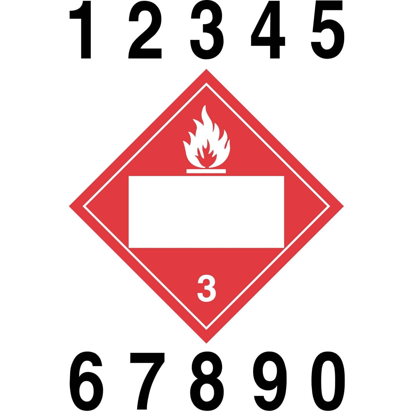 DOT Class 3 Flammable Placard with 4” Number Kit – 10.75” Blank Hazard Diamond with Full Removable UN Number Set – Industrial Grade Vinyl with UV Laminate for Trucks, Tankers & Trailers