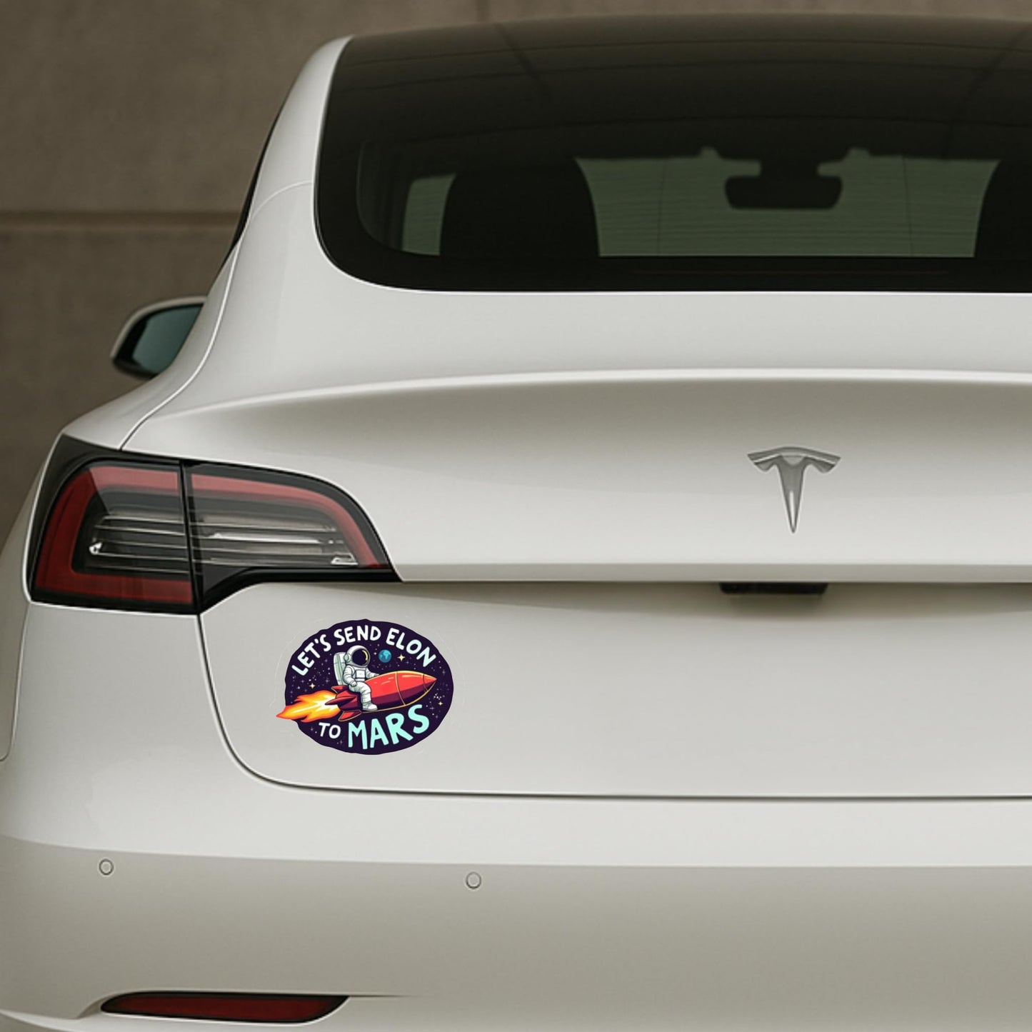 Let's Send Elon to Mars Vinyl Sticker, 4 Inch, Sticker Perfect for Anti-Elon Tesla Drivers! (4 Inch) (3 Pack)